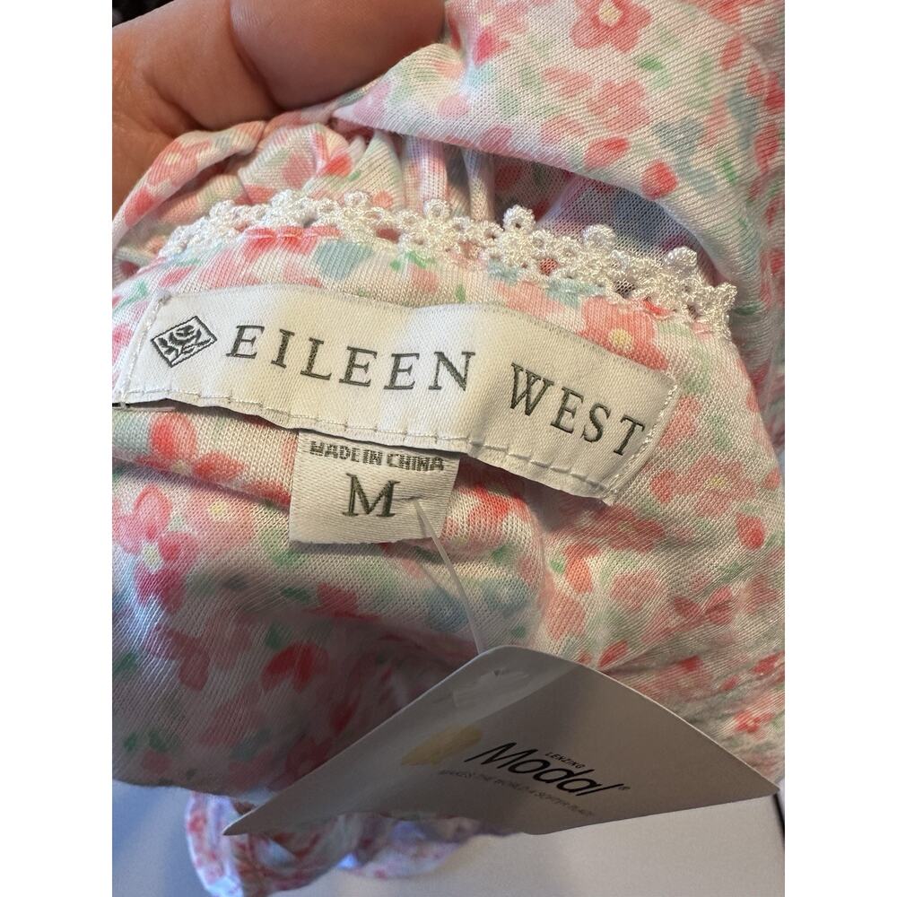 NWT Eileen West Floral Pink Cotton Modal Sleeveless Chemise Nightgown Medium - Picture 4 of 8